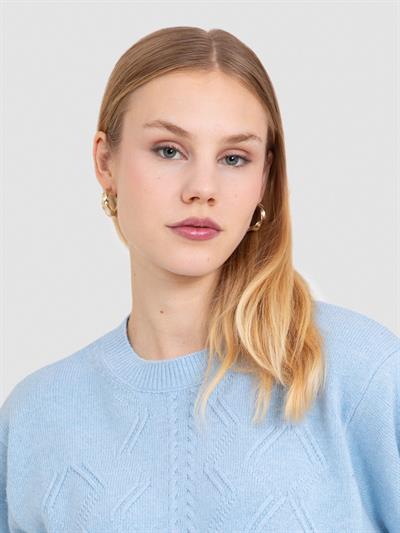 Свитер текстурированной вязки из смесового кашемира KZK6130MAVİ