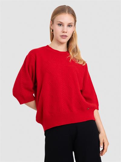 Свитер текстурированной вязки из смесового кашемира KZK6130KIRMIZI