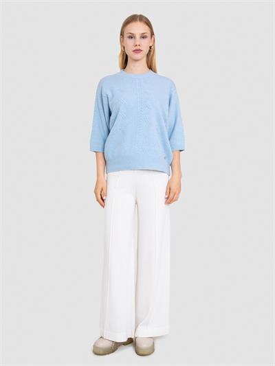 Свитер текстурированной вязки из смесового кашемира KZK6130MAVİ