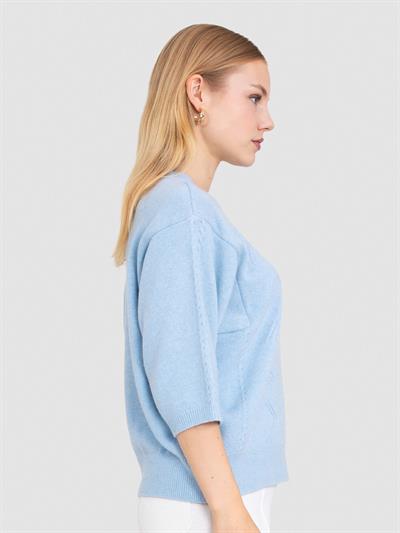 Свитер текстурированной вязки из смесового кашемира KZK6130MAVİ