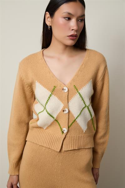 Кардиган из кашемировой и шерстяной смеси с узором «аргайл» HRK13426KOYUBEJ