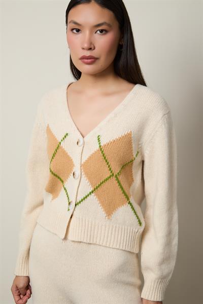 Кардиган из кашемировой и шерстяной смеси с узором «аргайл» HRK13426KEMİKSARI