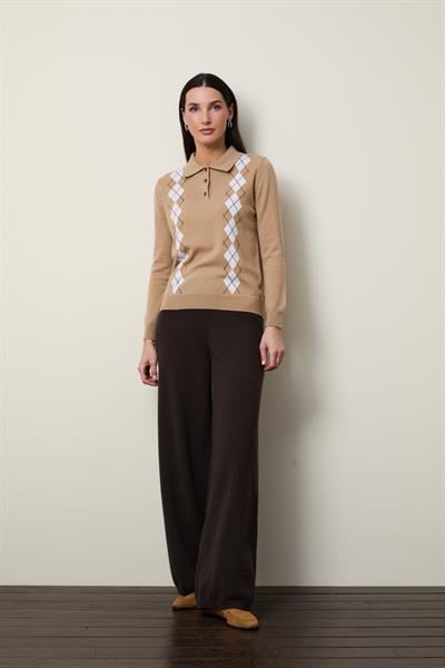 Свитер из кашемировой и шерстяной смеси с узором «аргайл» KZK13018CAMEL