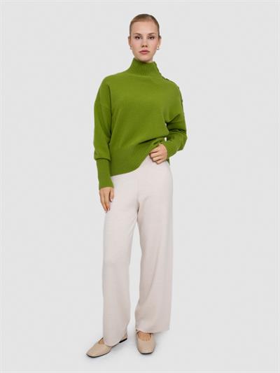 Свитер с главным воротником из смесей кашемира, шерсти и пуговиц и KZK6972YESIL