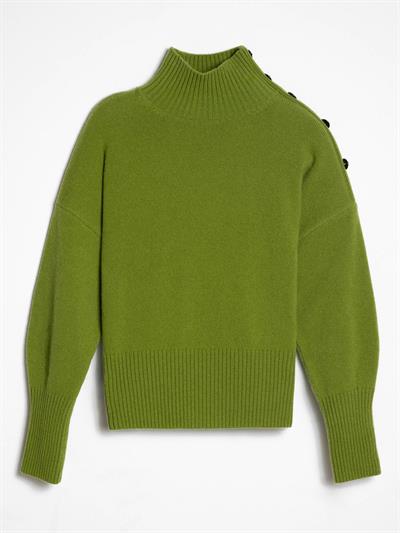 Свитер с главным воротником из смесей кашемира, шерсти и пуговиц и KZK6972YESIL
