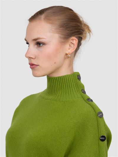 Свитер с главным воротником из смесей кашемира, шерсти и пуговиц и KZK6972YESIL