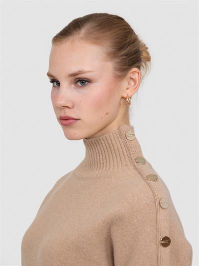 Свитер с главным воротником из смесей кашемира, шерсти и пуговиц и KZK6972BEJ