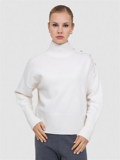 Свитер с главным воротником из смесей кашемира, шерсти и пуговиц и KZK6972KEMIK