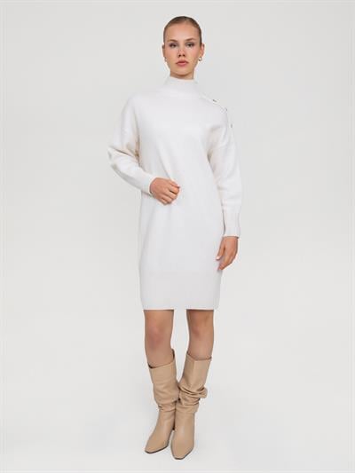 Платье из смешанной шерсти и кашемира с воротником-стойкой ELB6974KEMIK