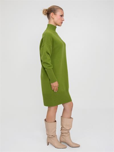 Платье из смешанной шерсти и кашемира с воротником-стойкой ELB6974YESIL