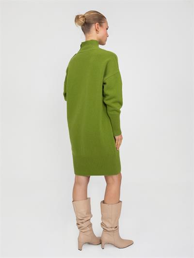 Платье из смешанной шерсти и кашемира с воротником-стойкой ELB6974YESIL