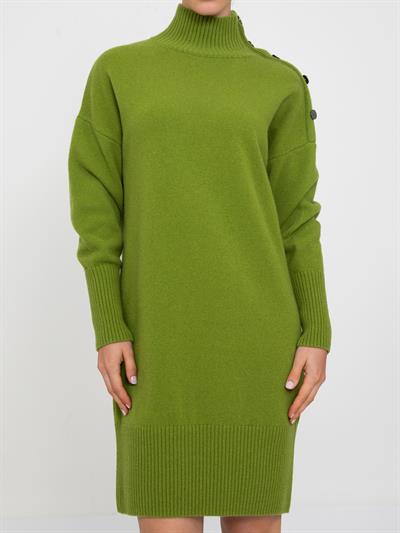 Платье из смешанной шерсти и кашемира с воротником-стойкой ELB6974YESIL