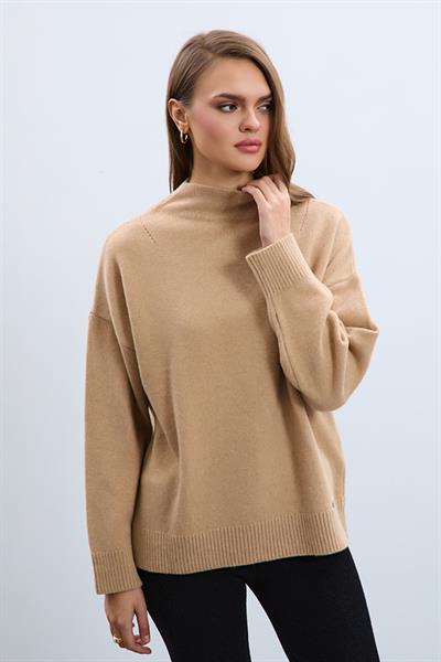 Свитер с воротником-гольф из смеси кашемира и шерсти KZK2208BEJ