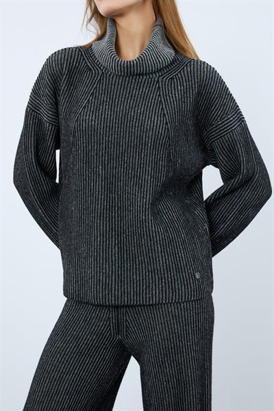 Свитер с высоким воротником из смеси кашемира и шерсти KZK9770SIYAH GRİ