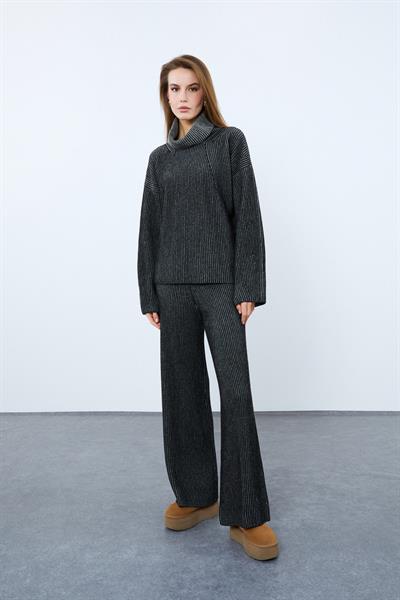 Свитер с высоким воротником из смеси кашемира и шерсти KZK9770SIYAH GRİ