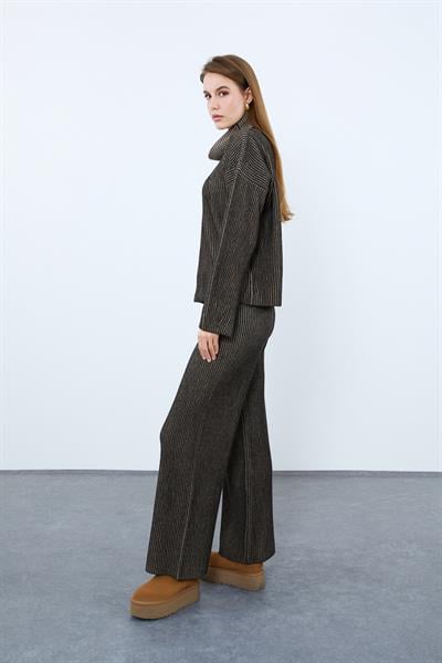 Свитер с высоким воротником из смеси кашемира и шерсти KZK9770KAHVE BEJ