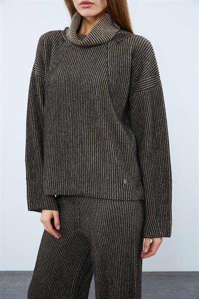 Свитер с высоким воротником из смеси кашемира и шерсти KZK9770KAHVE BEJ