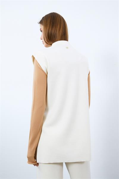 Туника из смеси кашемира и шерсти с высоким воротником и разрезами TNK10012KEMIK