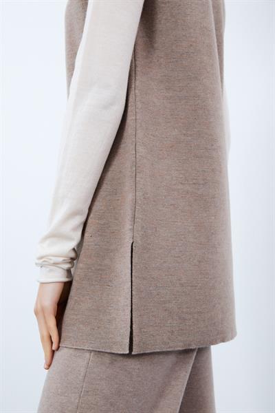 Туника из смеси кашемира и шерсти с высоким воротником и разрезами TNK10012KOYU MELANJ