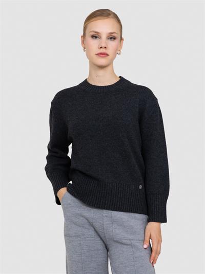 Система Свитер с вырезом из смесей шерсти и кашемиры KZK7802ANTRASIT