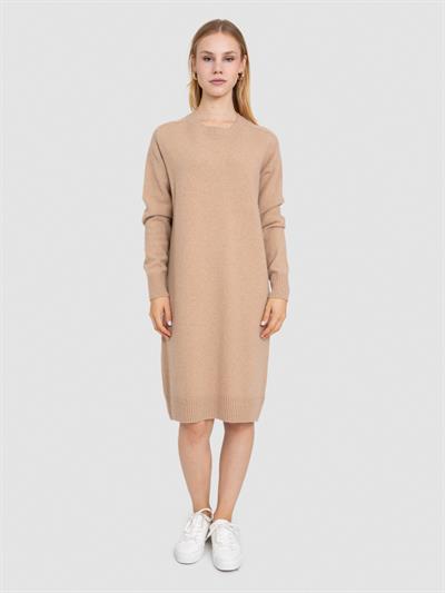 Платье с круглым вырезом из смеси шерсти и кашемира ELB7636BEJ