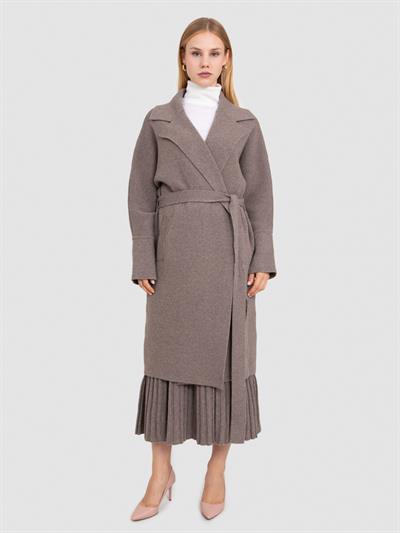 Кардиган из смеси шерсти и кашемира с поясом HRK8642KAHVE