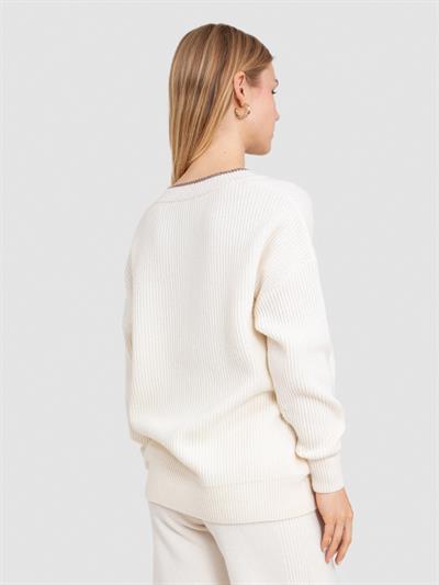 Свитер из смеси кашемира и шерсти в рубчик с металлизированной нитью KZK7970KEMIK