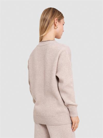 Свитер из смеси кашемира и шерсти в рубчик с металлизированной нитью KZK7970BEJ