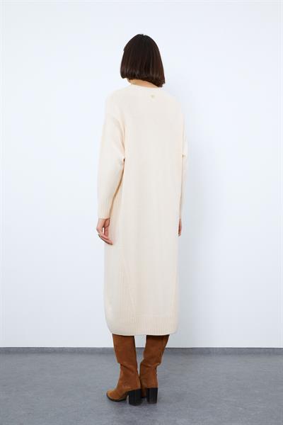 Платье миди с вязанными деталями из смеси кашемира и шерсти ELB10102KEMİK