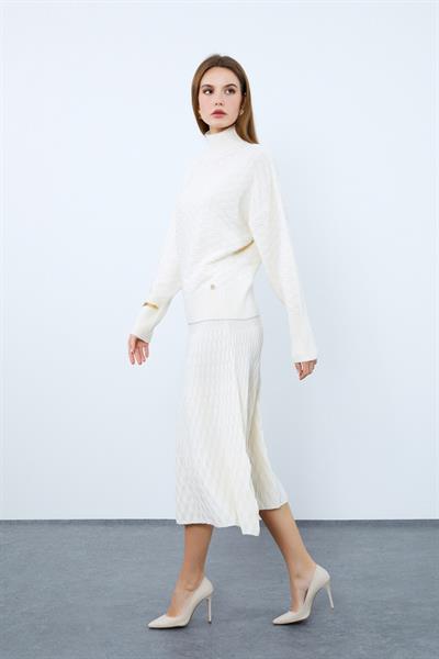 Текстурированный свитер с высоким воротником из смеси кашемира и шерсти KZK9954KEMİK