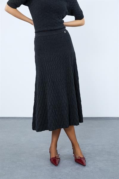 Текстурированная юбка-миди из смеси кашемира и шерсти ETK9954KOYU ANTRASIT