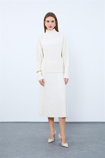 Текстурированная юбка-миди из смеси кашемира и шерсти ETK9954KEMIK