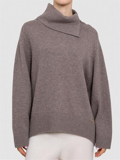 Свитер с ведущим воротником из смесей шерсти и кашемира KZK8216VİZON