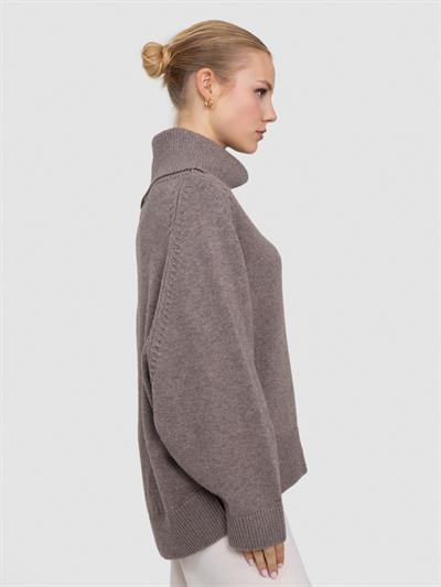 Свитер с ведущим воротником из смесей шерсти и кашемира KZK8216VİZON