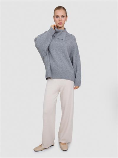 Свитер с ведущим воротником из смесей шерсти и кашемира KZK8216GRI