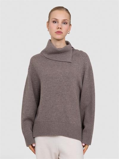 Свитер с ведущим воротником из смесей шерсти и кашемира KZK8216VİZON