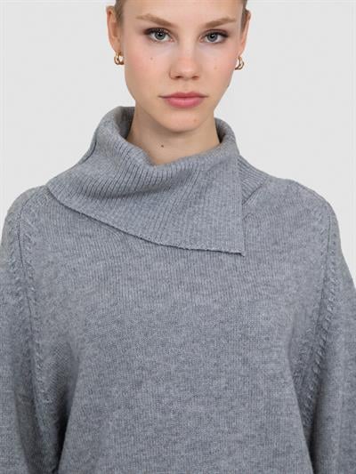 Свитер с ведущим воротником из смесей шерсти и кашемира KZK8216GRI