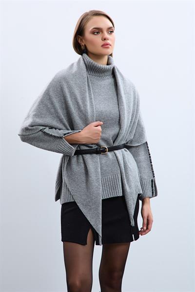 Шарф из смеси кашемира и шерсти AKS9928GRİ