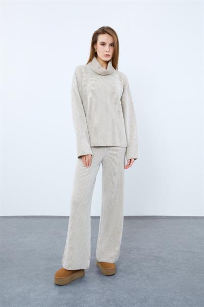 Широкие брюки из смеси кашемира и шерсти с высокой талией PNT9770BEJ KEMIK