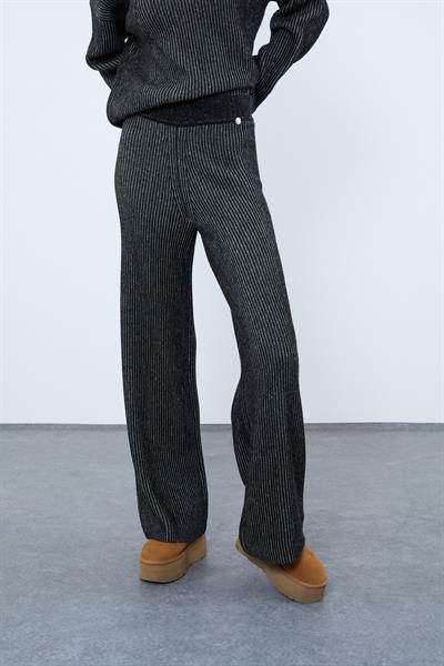 Широкие брюки из смеси кашемира и шерсти с высокой талией PNT9770SIYAH GRİ