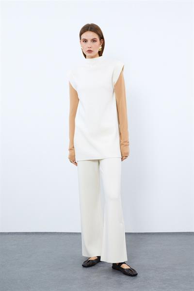 Широкие брюки из смеси кашемира и шерсти с высокой талией и разрезами PNT10046KEMIK