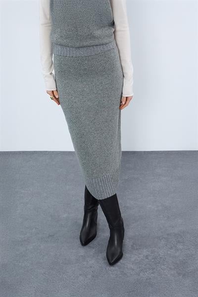 Юбка с высокой талией из кашемира и шерсти ETK9854GRİ