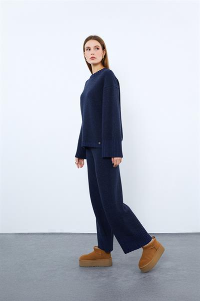 Штаны с высокой талией из смеси кашемира и шерсти PNT9856LACİVERT