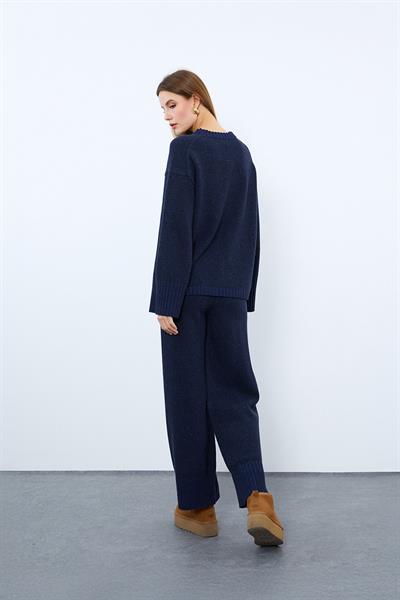 Штаны с высокой талией из смеси кашемира и шерсти PNT9856LACİVERT