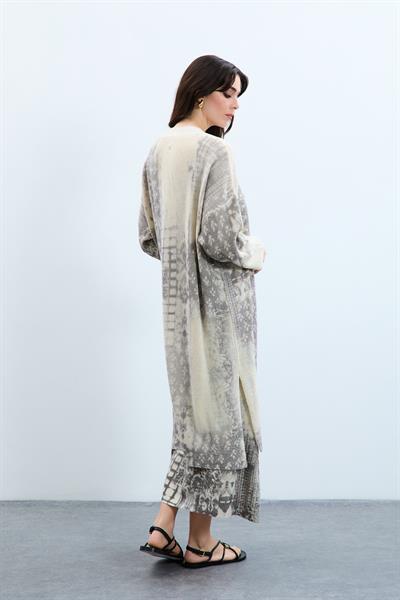 Кардиган с принтом и металлизированной веревкой HRK9934KEMİK