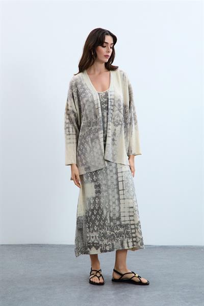 Кардиган с принтом и металлизированной веревкой HRK9932KEMIK