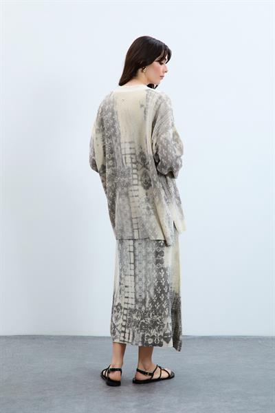 Кардиган с принтом и металлизированной веревкой HRK9932KEMIK