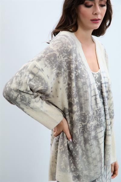 Кардиган с принтом и металлизированной веревкой HRK9932KEMIK