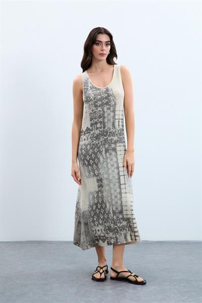 Платье с принтом из металлизированной веревки ELB10034KEMIK