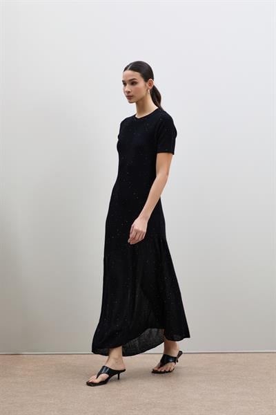 Асимметричное миди-платье с микро-пайетками